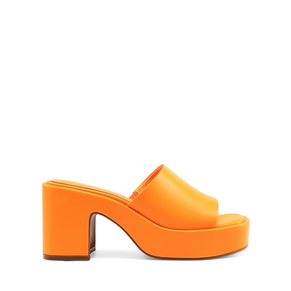 Slip On Chunky Platform Slide Sandals - ORANGE-PU - 1